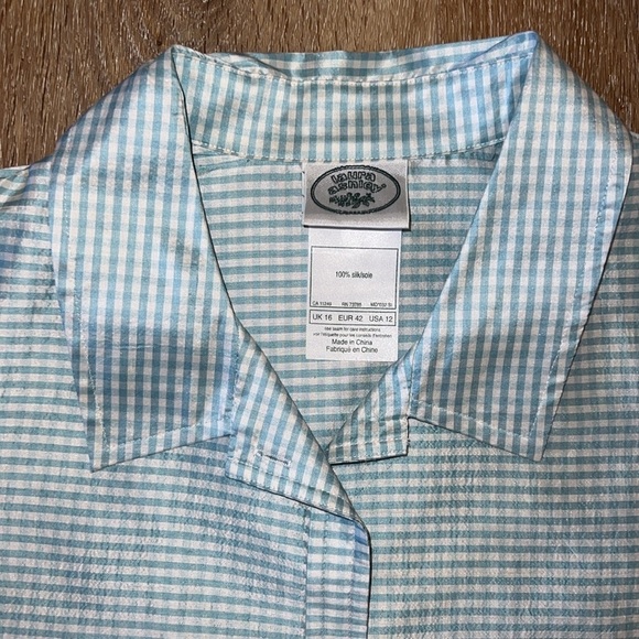Laura Ashley 100% Silk Gingham Sleeveless Button-Down Dress Size 12 - Picture 3 of 15